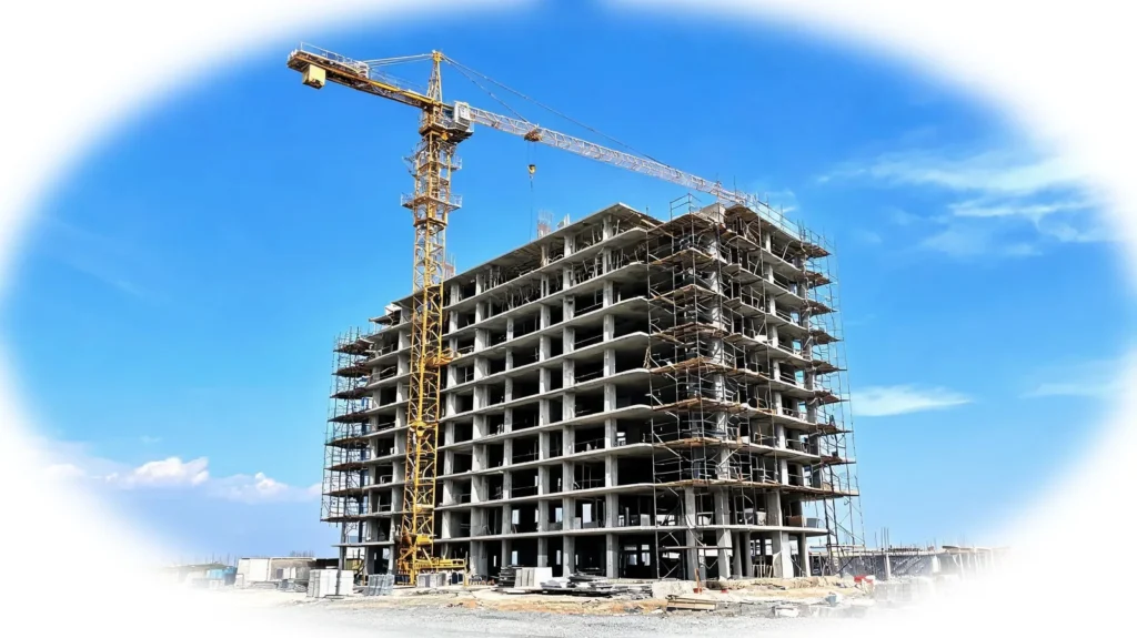 Edificio residencial en construcción con estructura de concreto